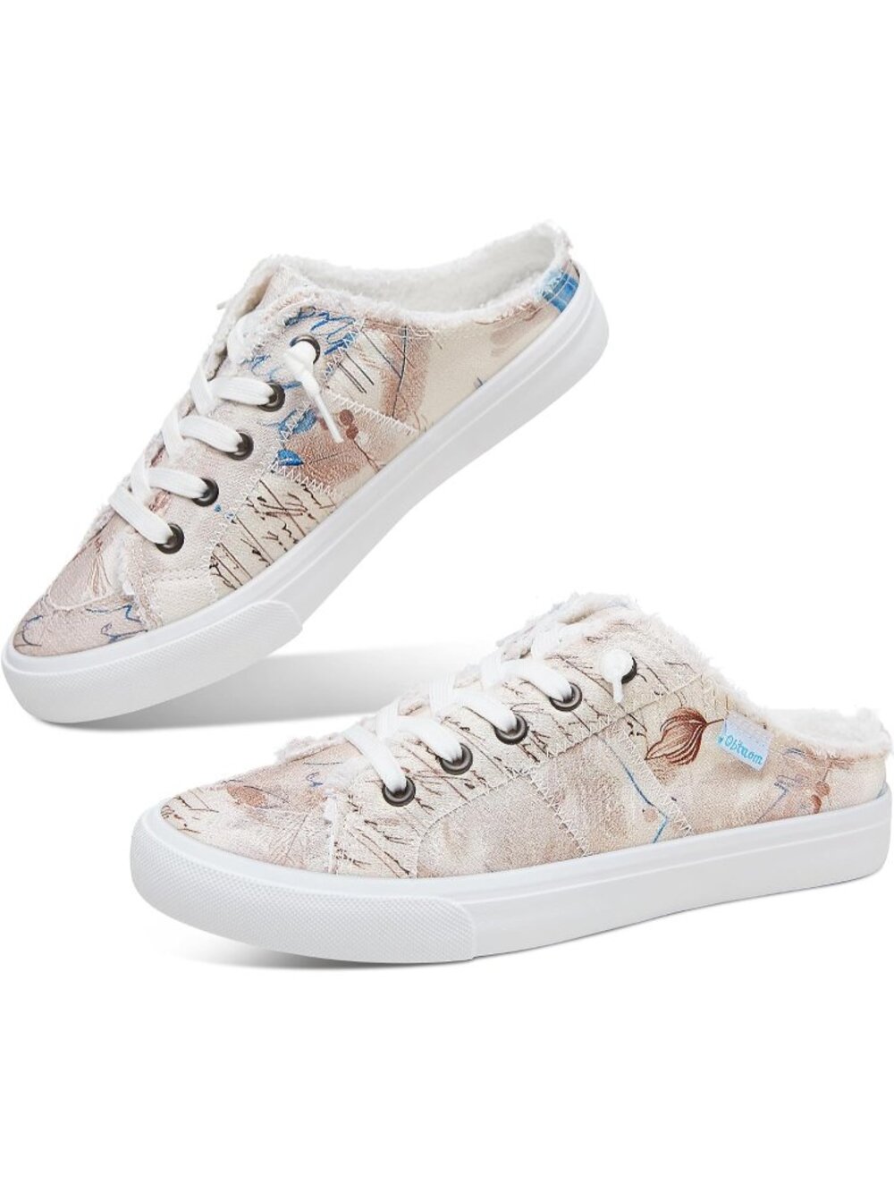🆕Women's Brown Tiy Canvas Mules Memory Foam Clipper Sneakers Comfortable Casual
